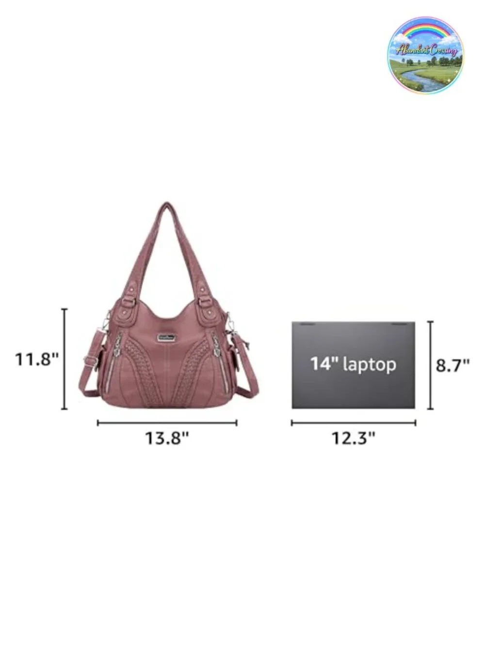 Washed PU Leather Tote Hobo Bag with Crossbody Strap